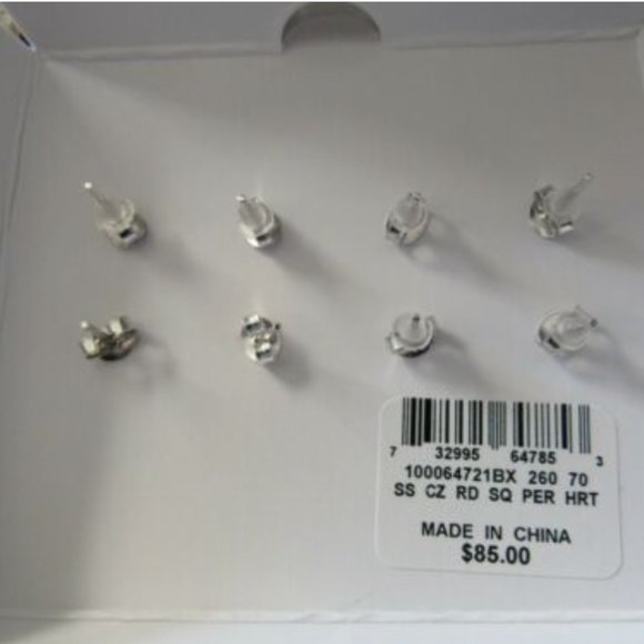Giani Bernini Cubic Zirconia Stud 4 Pair Set - Picture 3 of 5